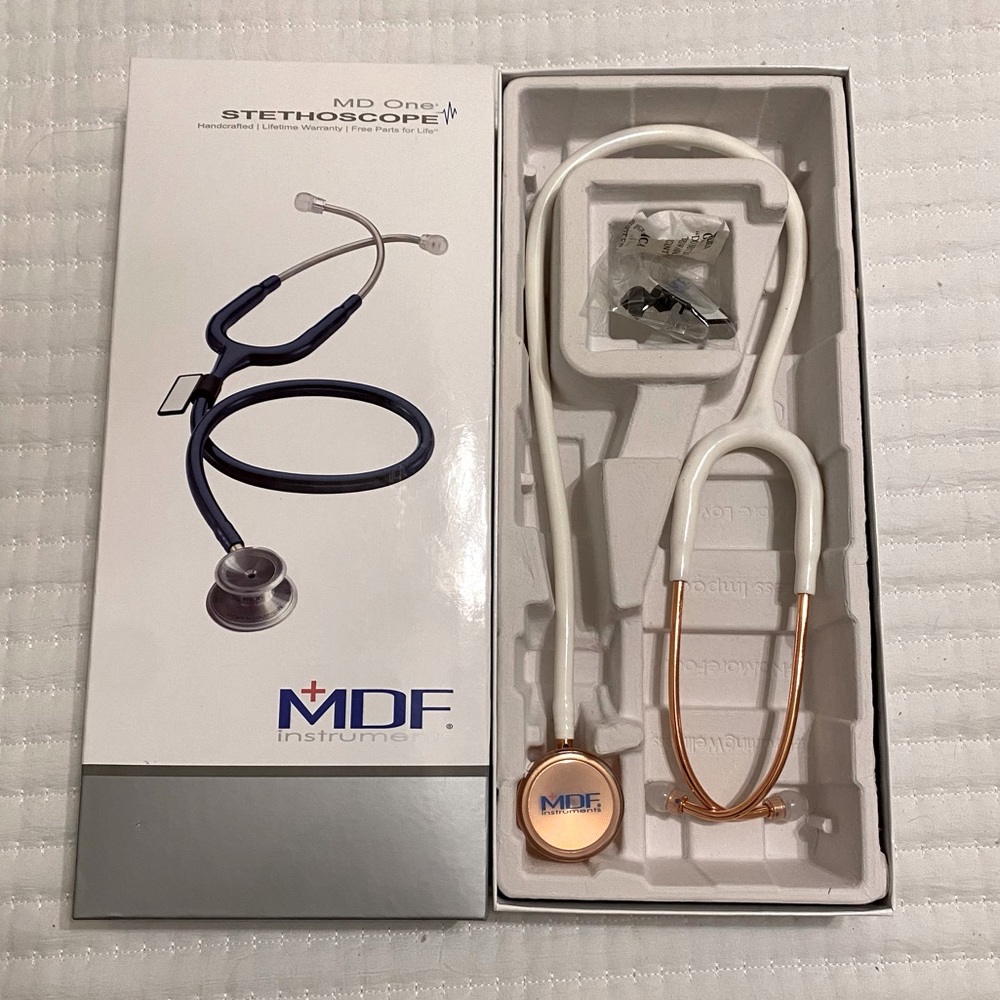 MD One Adult Stethoscope - White/Rose Gold